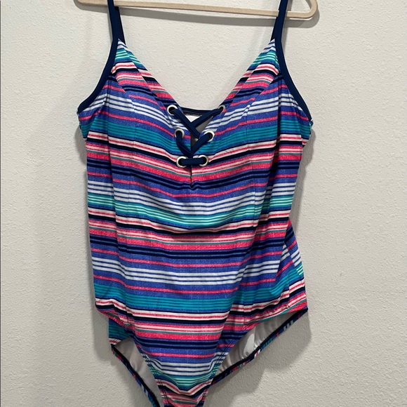 Time Tru Blue Pink Swimsuit 2 XL - Picture 3 of 9